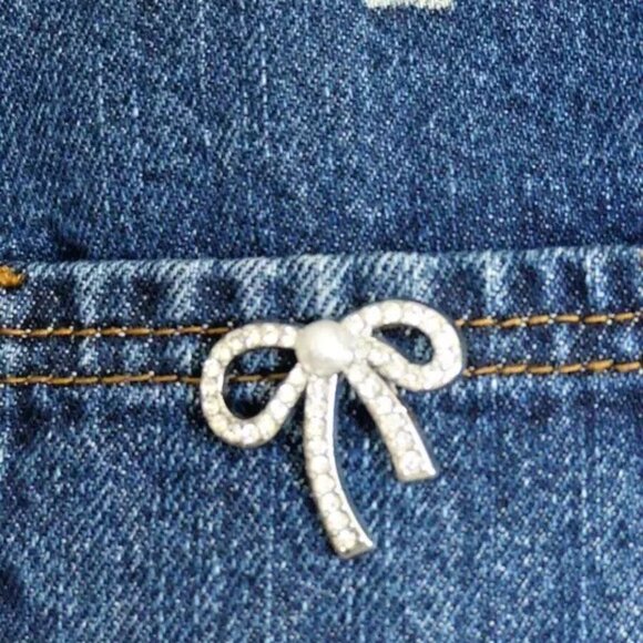 Self Portrait Blue Bow Print Embellished Cropped ShortJacket USA Size 10 - Picture 10 of 15